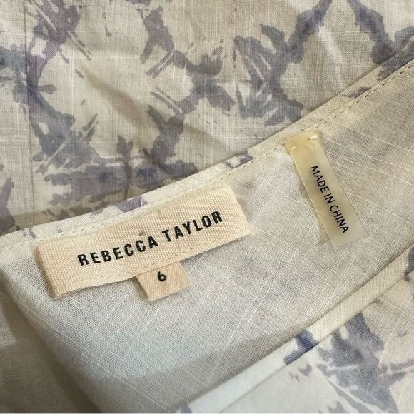 Rebecca Taylor Tie-dye Print Poplin V-Neck Dress Frost Size 6 - Picture 14 of 14